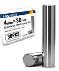 Heavy Duty 304 Stainless Steel M4 Dowel Pins Thirty Piece Set shown with packaging; 4mm x 30mm size, ideal for DIY projects.