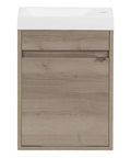Kambree 15.75 Inch Floating Bathroom Vanity With White Sink Top One Door Cabinet Forest Elm Finish Open Under Sink Storage