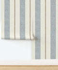 Top Tier Striped Modern PVC Free Wallpaper With Matte Linen Look Built Tough For Kitchens Bathrooms And Mudrooms Paste To Paper Application showing rolled design.
