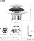Universal Pop Up Bathtub Drain Stopper And Hair Catcher Features Smart Filter Basket That Snags All The Gunk Instantly Anti Clogging Tub Plug 2 inch design and 1.45-1.8 inch fit.