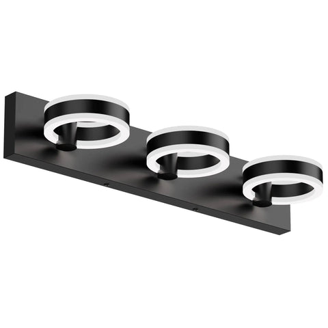 LED Bathroom Vanity Lights 24 Inch Black Three Light Acrylic Wall Sconces With 350 Degree Rotatable Over Mirror Mount Modern Vanity Fixture For Powder Room Lit Look
