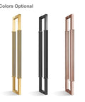 Sliding Barn Door Handle Set With Two Sided Pull And Push, Built Tough Stainless Steel 304, showing gold, black, and copper options.