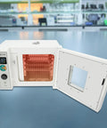 Top Shelf 800w Electric Drying Oven With Digital Temp Control From Fifty To Five Seventy Two Fahrenheit with open door and LED display.