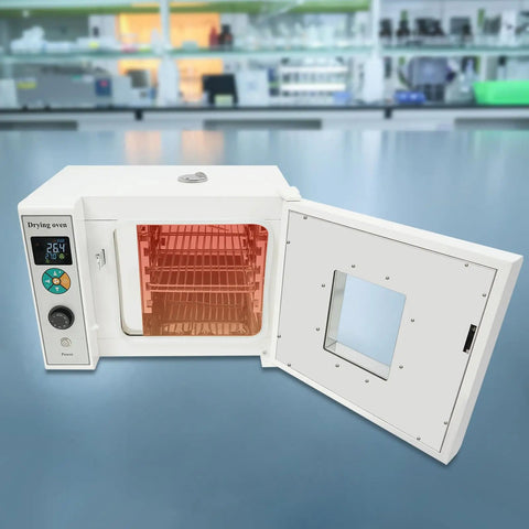 Top Shelf 800w Electric Drying Oven With Digital Temp Control From Fifty To Five Seventy Two Fahrenheit with open door and LED display.