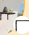 Heavy Duty Cast Iron L Shelf Brackets holding wooden shelf with vase, Rustic Vintage Style Dope Decor For Kitchen And Living Room