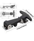 Beefy Rubber Latch Set 4 Pack With Stainless Steel Buckles And Spring Tension dimensions shown in technical drawing