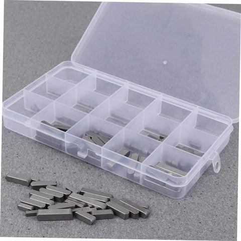 Pro Grade Square Parallel Pin Set With Flat Head Machine Pins, 140-Piece Assortment, visible in a plastic storage box