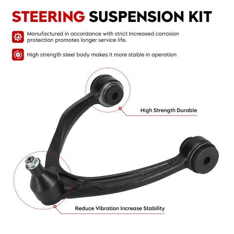 Forged Steel Front Upper Control Arm With Ball Joint Bolt On Suspension Kit shown in black with durable finish.