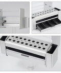 Backyard Boss Portable Desktop Tool Organizer Rack With Smooth Slide Drawer Smart Hardware Storage Caddy close-up of slide-out drawer and tool slots.