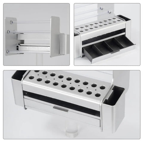 Backyard Boss Portable Desktop Tool Organizer Rack With Smooth Slide Drawer Smart Hardware Storage Caddy close-up of slide-out drawer and tool slots.