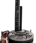 Close-up of Blower Motor 1/2 HP 1 Phase 3 Speed 120V 1075 RPM Direct Drive Sleeve Bearing 48 Frame for HVAC with ruler for scale