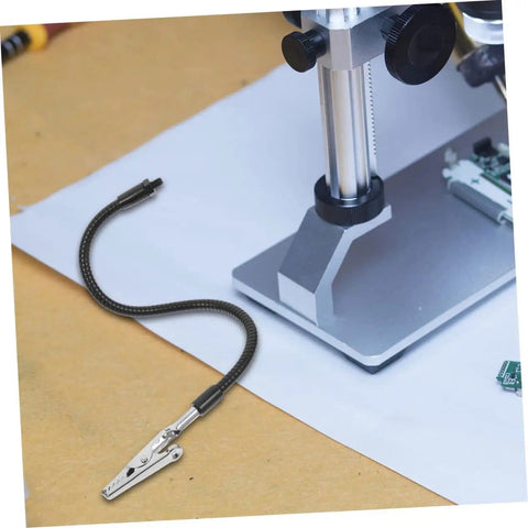Detail of Six Piece Welding Fixture with Magnifying Glass Lamp Clamp and Circuit Board Holder for Soldering, Durable Iron Build.