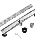 32 Inch Linear Shower Drain With Removable Grate Cover AISI 304 Stainless Steel Floor Drain For Fast Drainage Rust Proof No Clog Design