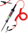 3-48V Automotive Test Light With Digital LED Voltage Tester Polarity Indicator 87 Inch Spring Cable And Stainless Steel Probe For Car RV Truck Fuse Battery Detection Easy Plug And Play Electrical Diagnostics with clamp and probe
