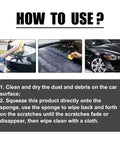 Instructions for Complete Car Scratch Remover Kit And Auto Paint Restoration Compound, showing steps for use on a vehicle.