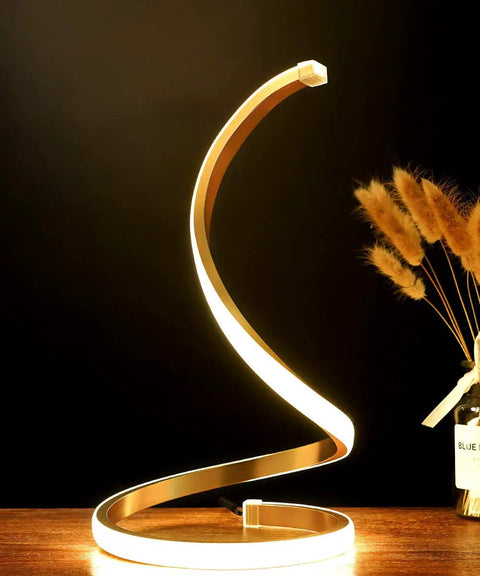 Dope Spiral LED Desk Lamp With Dimmable Three Color Temperatures Touch Control Minimalist Modern Gold Finish 13 Inch Tall