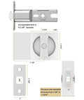 Brushed Nickel Pocket Door Lock And Latch, Contemporary Privacy Lock For Bathroom And Bedroom, fits 1 3/8 to 1 15/16 inch doors, backset 2 3/8.