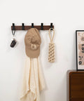 Wall Mount Coat Rack With Five Hooks 16.9 Inch Walnut Wood And Aluminum Built To Last Rustproof Coat Hanger Angled 45 Degree Design