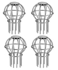 Pro Grade Round Downspout Gutter Strainer For One Point Seven To Two Point Four Inch Downspouts 304 Stainless Steel, four pack shown