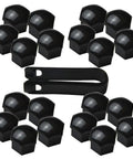 17mm Wheel Lug Nut Covers Bolt Caps Kit With Removal Tool 20Pcs Black Durable For Quick Swap And Easy Installation Fits Audi BMW Mercedes