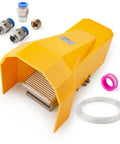 Foot Pedal For Pneumatic Crimping Tools With Protective Shield, yellow air-powered foot switch with 1/4 NPT fittings
