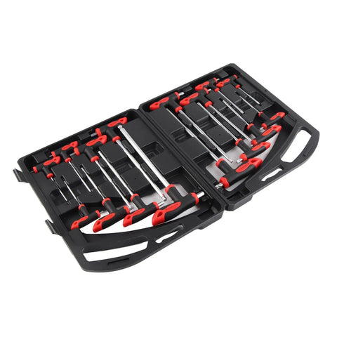 Top Notch 16 Piece Pro T Handle Hex Key Wrench Set With Ball Ends For Tight Spots Heavy Duty Chrome Vanadium Steel Tools Perfect For Auto Repair And Home Boss Jobs No More Stripping Screws in case