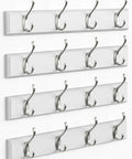 White Wall Mount Coat Rack 4 Pack With 16 Hooks The Go To Key Holder And Bag Hanger For Closet Hats Belts Purses Backpacks Leashes Space Saving Wall Organizer For Home And Hallway