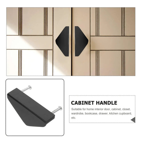 Triangle Cabinet Pulls Set Of 4 Black Aluminum Drawer Handles 64 Mm Center To Center Mounting on beige cabinet doors
