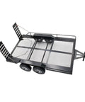 Heavy Duty Metal RC Trailer With Dual Axles And Integrated Suspension, Articulating Hitch, built for tough trails, top view