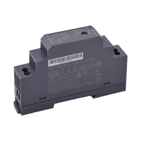 Knockout Ultra Slim Din Rail Power Supply 15W 24V Dc Converter, compact design for industrial use.