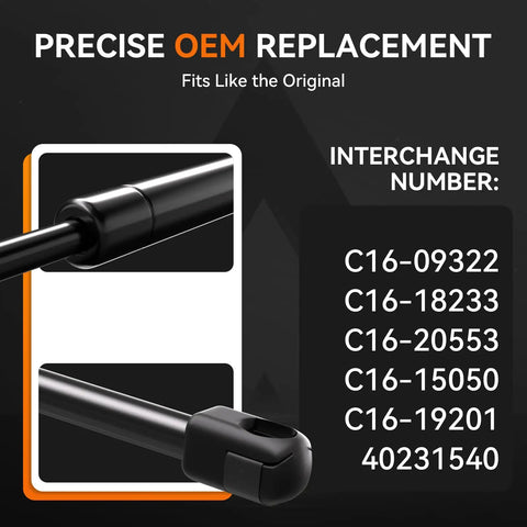 10 Inch 40 Lb Gas Struts Set Of 2 For Truck Tool Box Heavy Duty Lift Assist Shocks OEM Direct Replacement interchange numbers shown