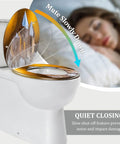 Elongated Toilet Seat Smoky Crystal Resin for Bathroom with a quiet closing feature, shown from a side angle.