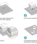 Instructional steps for Dang Good Craft Paper Punch With Delicate Flower And Butterfly Designs, demonstrating usage and alignment.