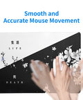 Extended Black And White Sakura Cherry Blossom Desk Pad For Gaming Office Or Home Setup, 31.5 By 11.8 Inches Non Slip Rubber Base