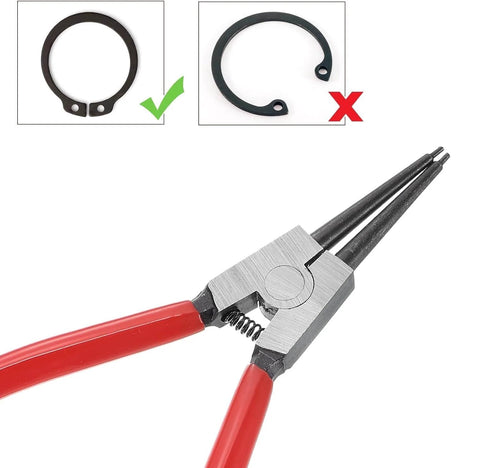 7 Inch External Snap Ring Pliers Set With Internal Straight And Bent Jaw Pro Grade Pliers CRV Steel Electrophoretic Black Finish