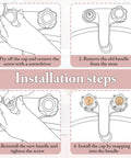 Two Piece Shower Knob Replacement Set For Hot And Cold Faucets installation guide with illustrations