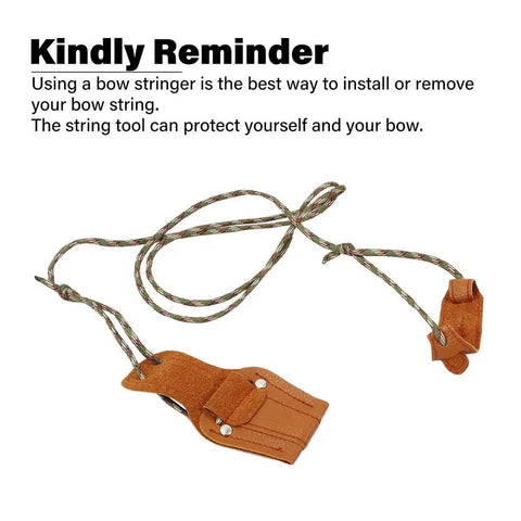 Recurve Bow Stringer Tool For Easy Stringing No Fuss Quick String Install Longbow Stringer with leather and nylon material