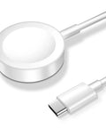 Slick Magnetic Wireless Charging Cable Featuring Fast Reliable Secure Power Delivery Via Standard Type C with circular charging base.