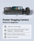 Pocket POV Camera With 180 Degree Rotating Lens, One-Tap Recording, 32GB Memory, shown in dark gray with features displayed
