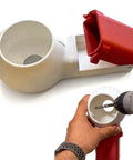 Dust Catcher Box For Drywall Holes Universal Compatibility With Most Drill Bits being used with a drill for mess-free drilling