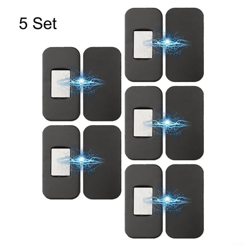 Magnetic Cabinet Catches Set for Doors and Drawers, Invisible Latch Kit, 5-Piece, 4 by 2 cm, Silver and Black, Heavy Duty Magnetic Closure, Easy Install, Keeps Doors Tight displayed in a grid layout