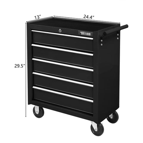 Heavy Duty Rolling Tool Storage Cabinet With Five Deep Drawers And Secure Padlock Grease Monkey Approved Workshop Workhorse Featuring Cushioned Top Tray And Smooth Glide Casters