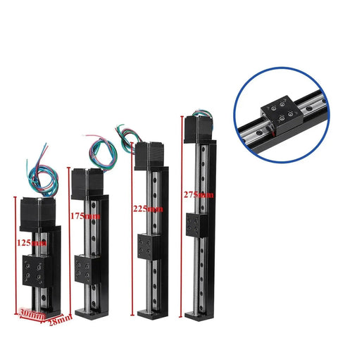 Grab This Killer Linear Actuator Motor For Your 3D Printer And Cnc Setups with various rail sizes and connections visible.
