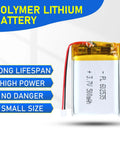 3.7V LiPo Battery 500mAh 602535 Rechargeable Lithium Polymer Pack With JST PH2.0mm Connector, Long Lifespan, High Power