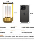 Portable Metal Table Lamp Cordless Rechargeable LED Light With 3 Color Infinitely Dimming Battery Powered Small Desk Lamp with phone for size comparison