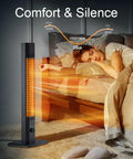 42 Inch Infrared Outdoor Patio Heater With 9 Heat Levels And 9 Hour Timer, 1500W Quick 1S Instant Heat, woman sleeping