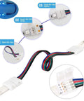 53-Piece LED Strip Connector Kit For 8mm 3528 2835 RGB Rope Lights, showing gapless connection steps and multicolor wires