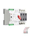 Automatic Transfer Switch Three Phase ATS 100A 220V DIN Rail Mounted Controller with red switch and connectors