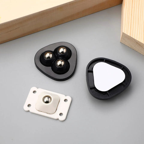 Self Adhesive Caster Wheels With 360 Degree Rotation ABS And Stainless Steel 32 Pack components on gray surface