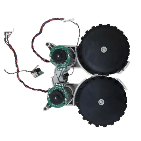 Left And Right Walking Wheel Replacement Kit For Xiaomi Vacuum Mop 2, dual wheel and wiring detail, 5cm diameter wheels